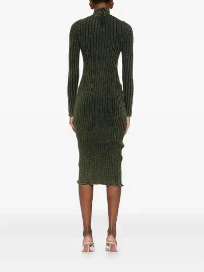 Diesel D-wavya Ribbed Midi Dress In Green