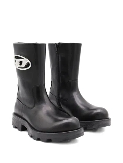 Diesel D-hammer-biker Boots In Shiny Leather In Multi
