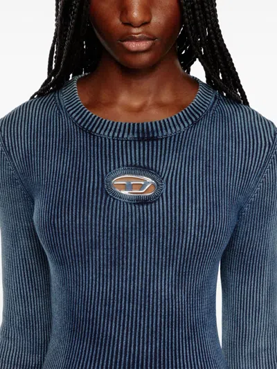 Diesel 'm-anchor-a' Knit Crop Top In Blue