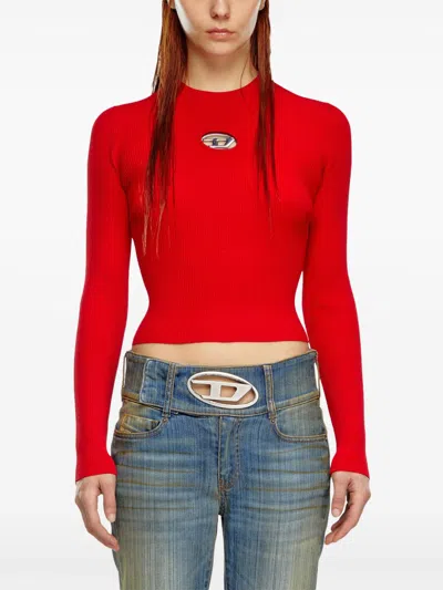 Diesel Rib-knit Viscose-blend Top With Oval D In Multi