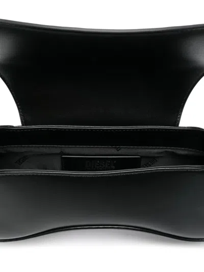 Diesel Play-semi Gloss Leather Clutch In Black