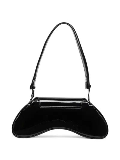 Diesel Curved Black Play Clutch With Glossy Finish And Magnetic Closure In Black