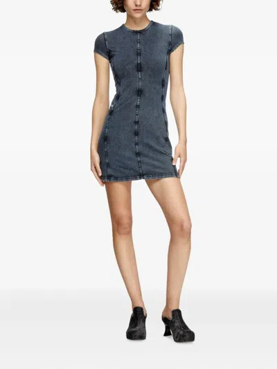 Diesel Mini Dress In Denim-look Jersey In Animal Print