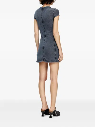 Diesel Mini Dress In Denim-look Jersey In Animal Print