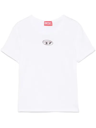 Diesel T-shirt With Logo Plate In White
