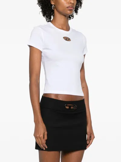 Diesel T-shirt With Logo Plate In White