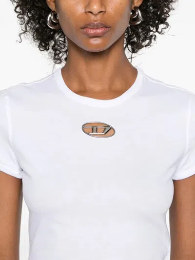 Diesel T-shirt With Logo Plate In White
