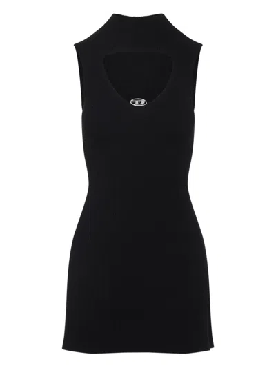 Diesel Mini Wool Dress With Inlay In Black