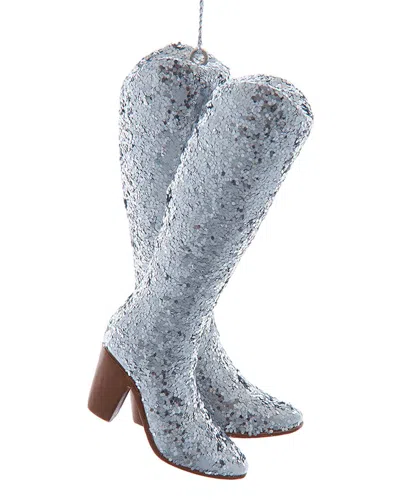 Kurt Adler 4in Resin Silver Glitter Boot Ornament In Silver