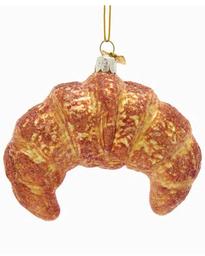 Kurt Adler 4in Noble Gems Glass Croissant Ornament In Brown