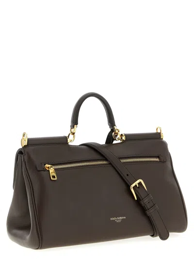 Dolce & Gabbana Women Brown Handbag With Key And Padlock Detail And Adjustable And Removable Shoulde In Brown