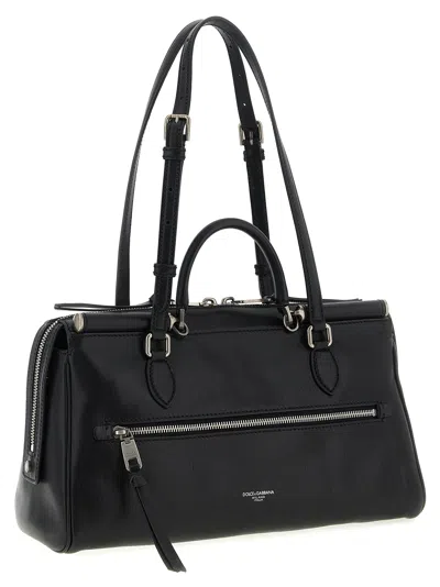 Dolce & Gabbana Calf Leather Shoulder Bag Vittoria Model In Black