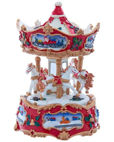 Kurt Adler 7-inch Wind-up Musical Carousel Tablepiece In Multi
