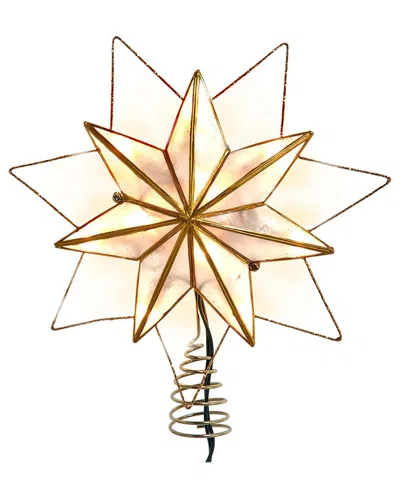 Kurt Adler 11.75-inch Ul 10-light Gold Tin Double Point Capiz Star Treetop In Gold