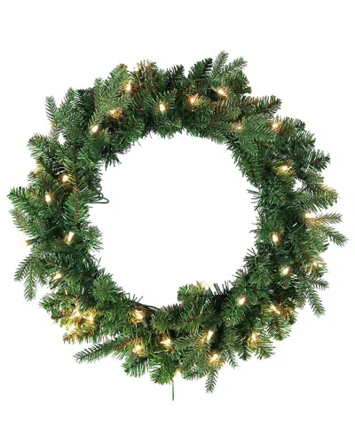 Kurt Adler 24-inch Pre-lit Clear Jackson Pine Wreath In Green