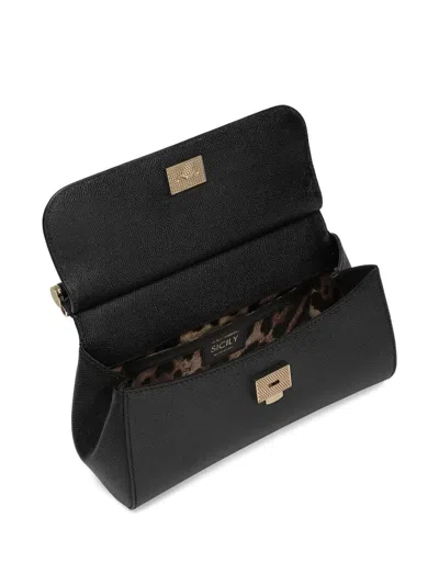 Dolce & Gabbana Black Medium Sicily Handbag In Multi