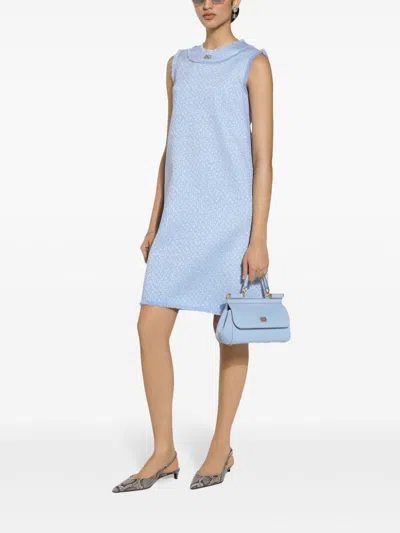 Dolce & Gabbana Sleeveless Raschel Tweed Dress With Dg Logo In Multi