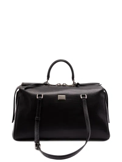 Dolce & Gabbana Calf Leather Shoulder Bag Vittoria Model In Black