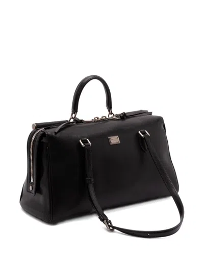 Dolce & Gabbana Calf Leather Shoulder Bag Vittoria Model In Black