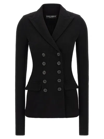 Dolce & Gabbana Tailored Wool Double-breasted Jacket In Black