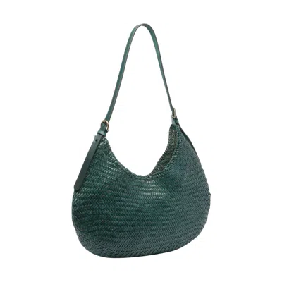 Dragon Diffusion Curved Woven Texture Shoulder Bag In Green