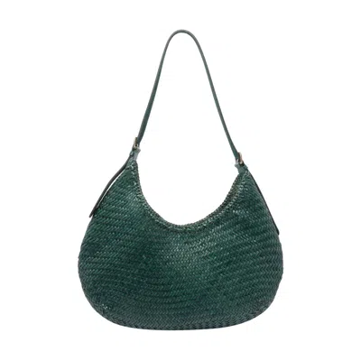 Dragon Diffusion Curved Woven Texture Shoulder Bag In Green