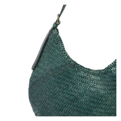 Dragon Diffusion Curved Woven Texture Shoulder Bag In Green