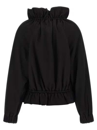 Dries Van Noten Drawstring Collar Sweatshirt With Elasticated Cuffs And Hem In Black