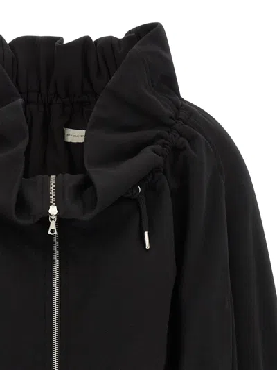 Dries Van Noten Drawstring Collar Sweatshirt With Elasticated Cuffs And Hem In Black