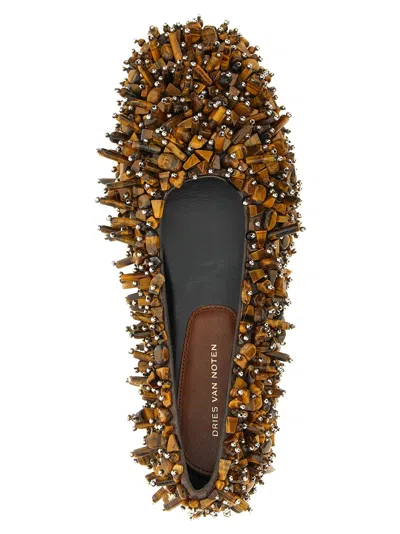 Dries Van Noten Decorative Round Toe Ballet Flats In Brown