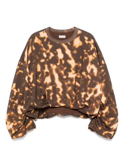 Dries Van Noten Crew Neck Tie-dye Sweatshirt In Brown