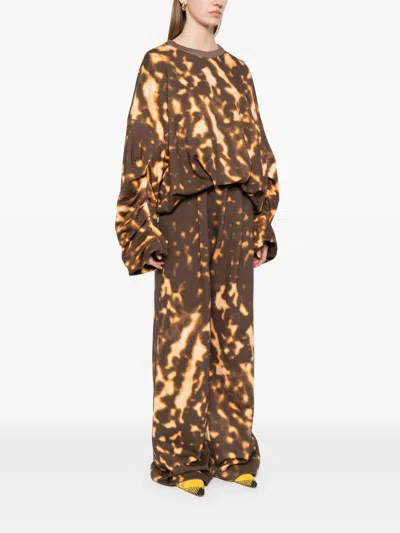 Dries Van Noten Crew Neck Tie-dye Sweatshirt In Brown