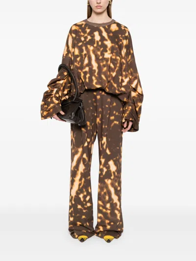 Dries Van Noten Crew Neck Tie-dye Sweatshirt In Brown