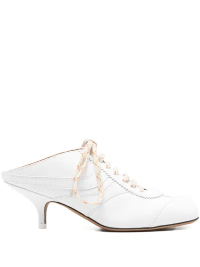Dries Van Noten White Heeled Sneaker Mules In White
