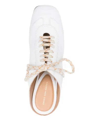 Dries Van Noten White Heeled Sneaker Mules In White