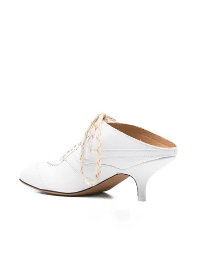 Dries Van Noten White Heeled Sneaker Mules In White