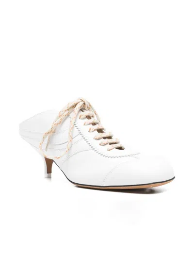 Dries Van Noten White Heeled Sneaker Mules In White
