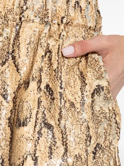 Dries Van Noten Straight Animal Print Sequin Embellished Shorts In Gold