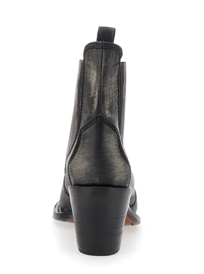 Dsquared2 D2 X Magliano Black Ankle Boots With Elastic Panels On The Side In Leather Man In Multi