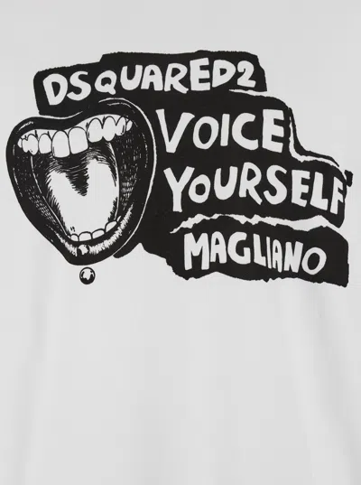 Dsquared2 D2 X Magliano White Hoodie With Drawstring Hood With Maxi Print On The Front In Cotton Man In Multi