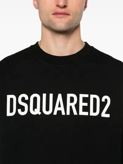 Dsquared2 Crew Neck T-shirt With Printed Logo In Black