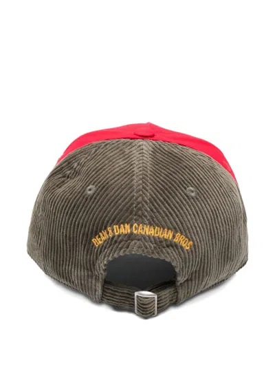 Dsquared2 Patch-detail Corduroy Baseball Cap In Red