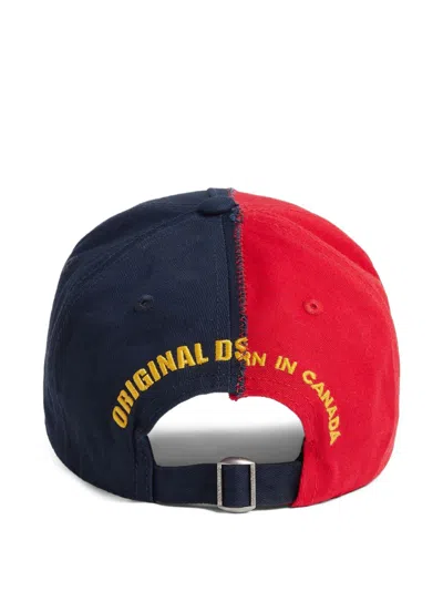 Dsquared2 Two-tone Baseball Cap Logo Patches In Red