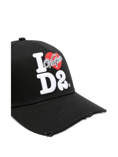 Dsquared2 Distressed Logo-detail Baseball Cap In Black