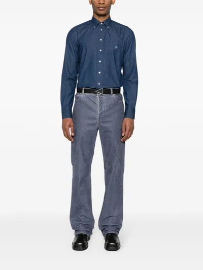 Etro Paisley Washed Denim Shirt In Blue