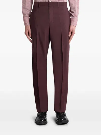 Etro Tailored Wool Trousers With Pleats And Pockets In Purple