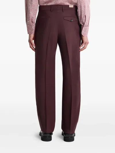 Etro Tailored Wool Trousers With Pleats And Pockets In Purple