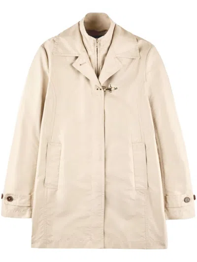 Fay Technical Poplin Nude Morning Coat In Neutral