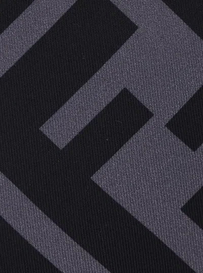 Fendi Ff Printed Pointed-tip Tie In Gray