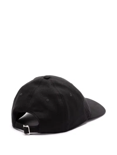 Fendi Men Stretch Cotton Baseball Hat With Logo Embroidery In Black